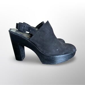 Vintage 90's Robert Clergerie Chunky Suede Platform Mules Sz 8 Made in France